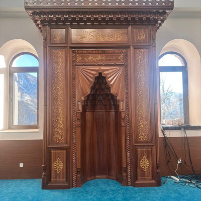 Maun Ahşap Mukarnaslı Mihrap – El İşçiliği, Altın Varak Ayet Yazılı