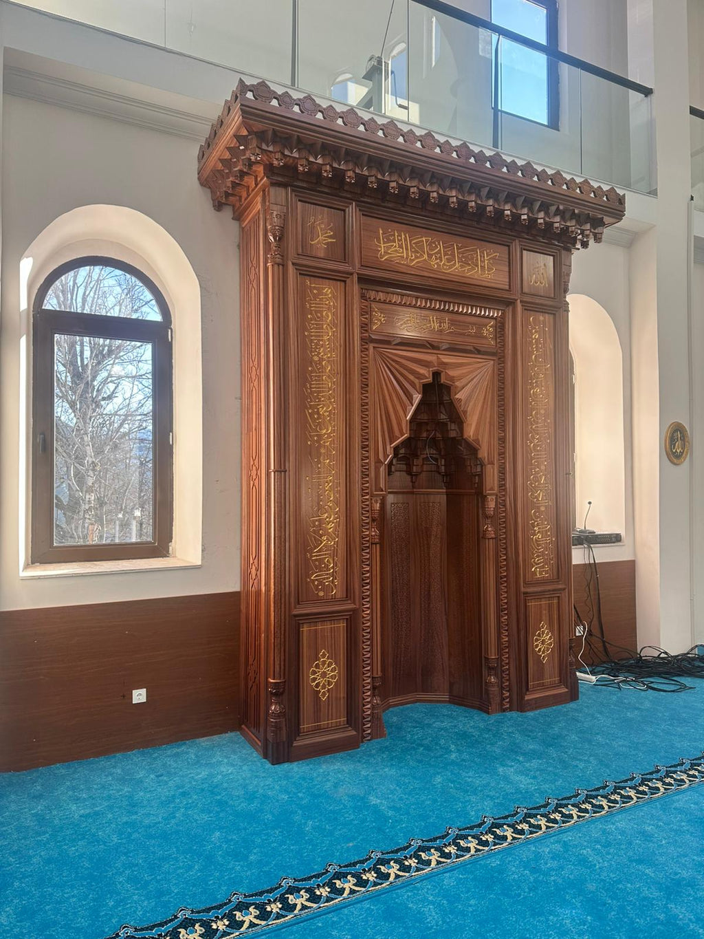 Maun Ahşap Mukarnaslı Mihrap – El İşçiliği, Altın Varak Ayet Yazılı