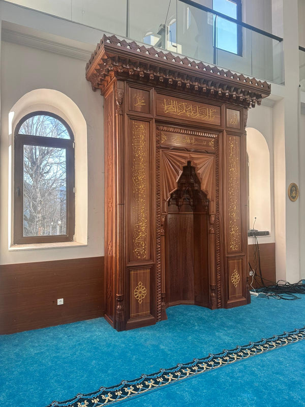 Maun Ahşap Mukarnaslı Mihrap – El İşçiliği, Altın Varak Ayet Yazılı