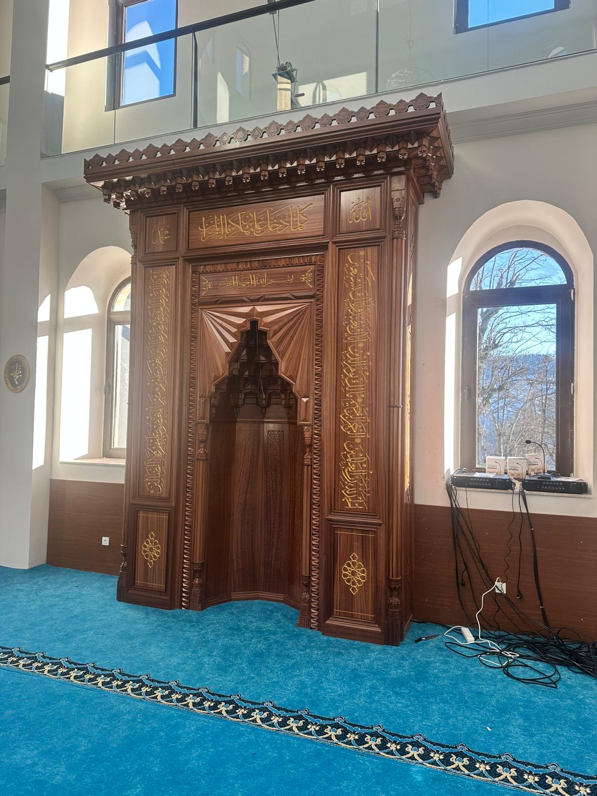 Maun Ahşap Mukarnaslı Mihrap – El İşçiliği, Altın Varak Ayet Yazılı
